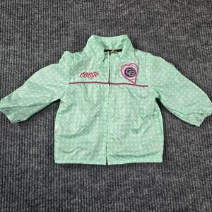 Coogi Baby Girls Polka Dot Jacket 12M Green Pink Zip Windbreaker Coat